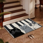 Vikaro - Striped Cartoon Cat Rug Waterproof Soft Floor Mat