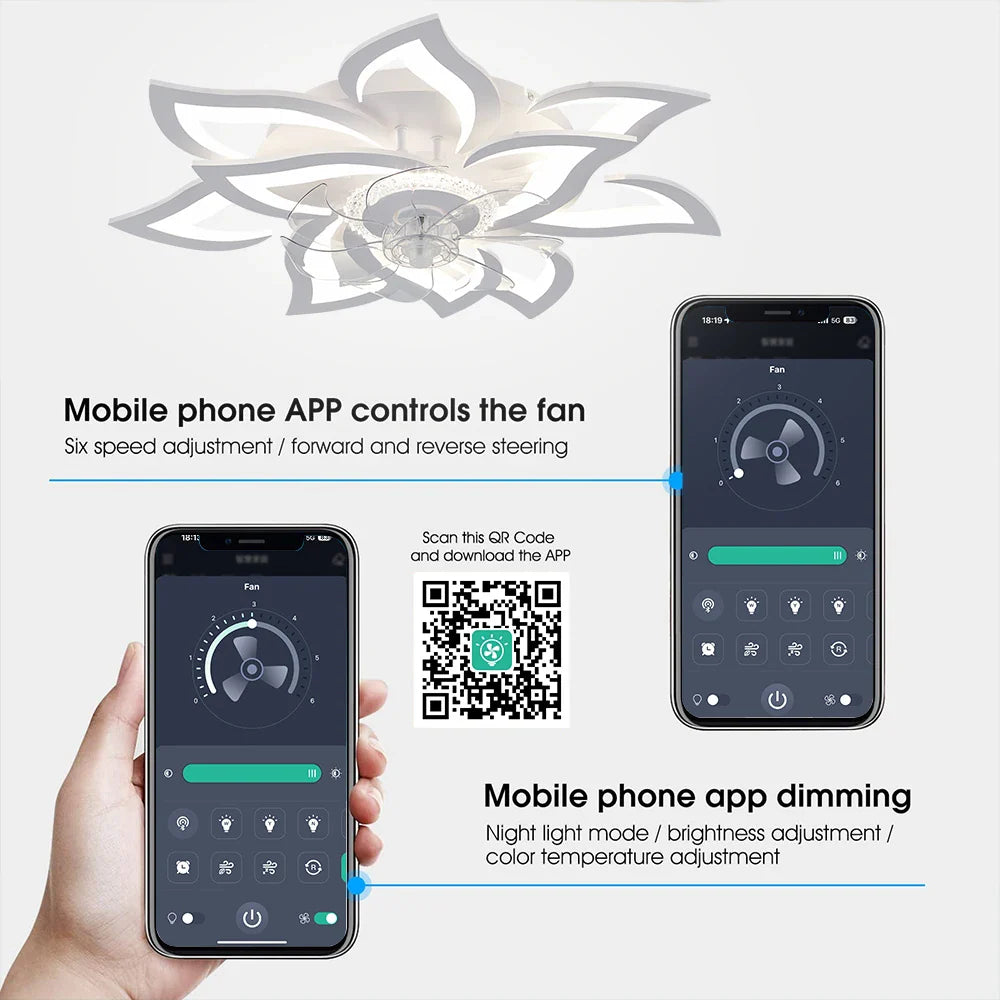 Florivon - Smart Flower Ceiling Fan With LED Light And App Control