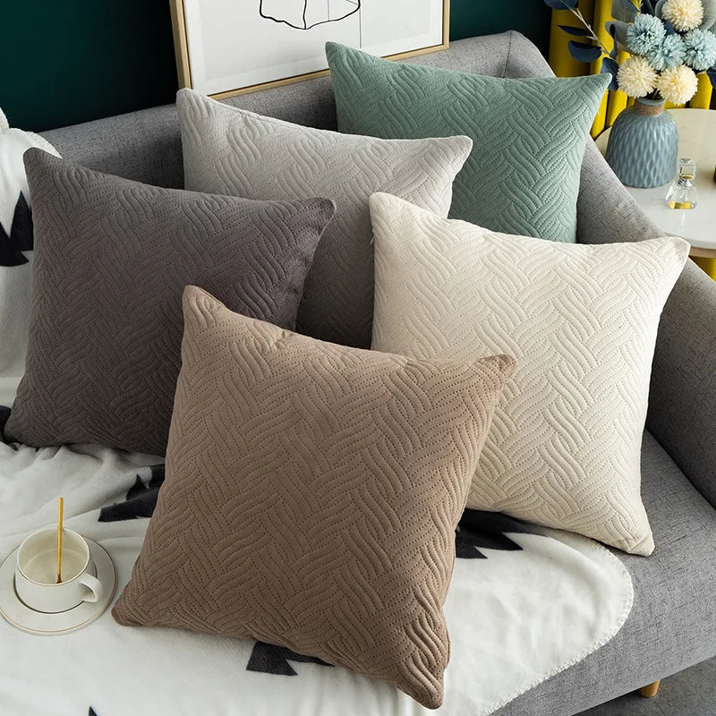 Cavira - Velvet Decorative Pillow Cover with Embroidered Pattern