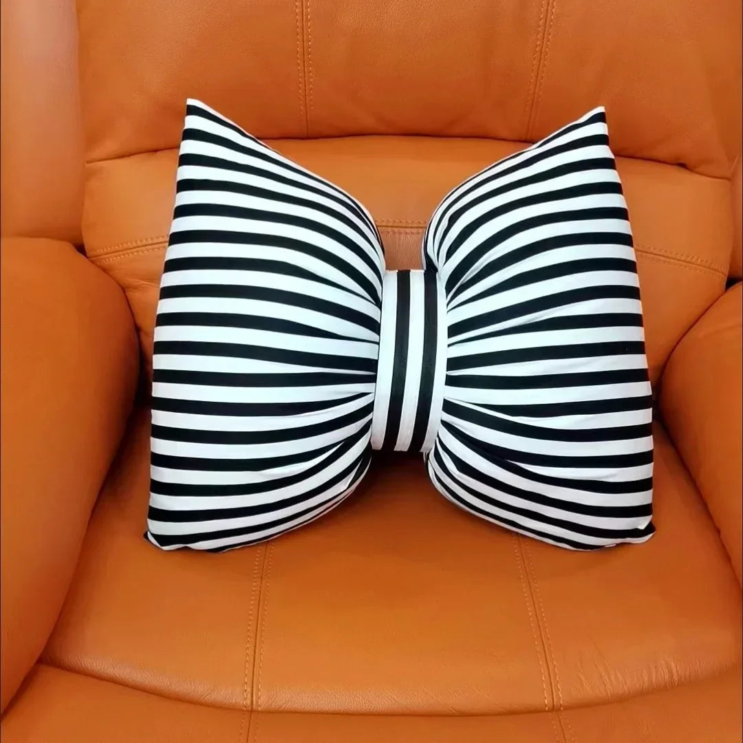 Lysandra - Striped Bow Neck Pillow 25x18 Cm