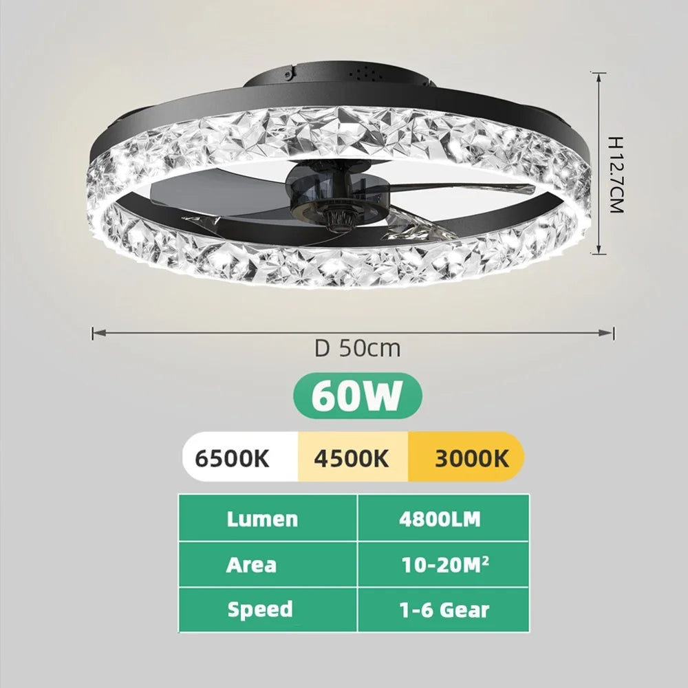 Avelion - Round Ceiling Fan With LED Light And Remote Control