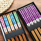 Bento Bamboe Eetstokjes Set | 5 Paar, Herbruikbaar met Geschenkdoos