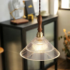 Braviont - Glass Pendant Lamp with Wood and Metal E27