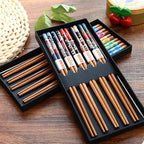 Bento Bamboe Eetstokjes Set | 5 Paar, Herbruikbaar met Geschenkdoos