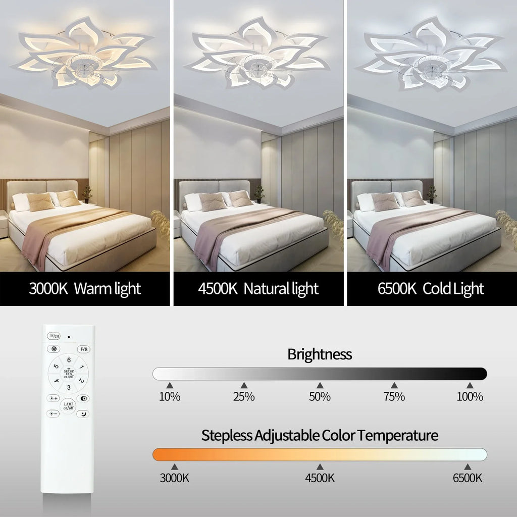 Florivon - Smart Flower Ceiling Fan With LED Light And App Control