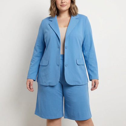 Elegant Two-Piece Suit for Women Short-Sleeve Blazer Shorts