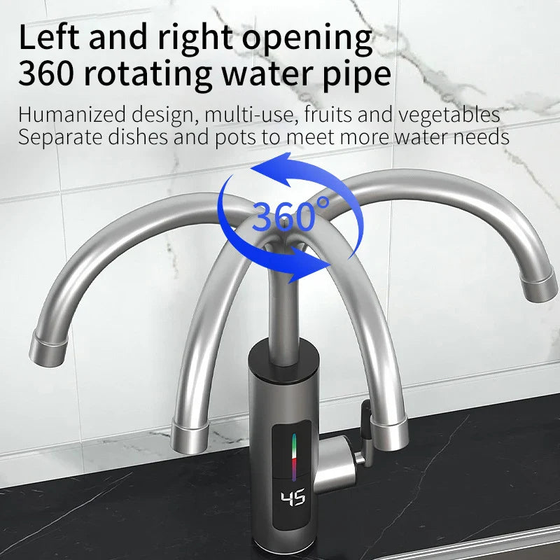 Zarenthea - Electric Kitchen Faucet with Flow Heater 3000W Stainless Steel