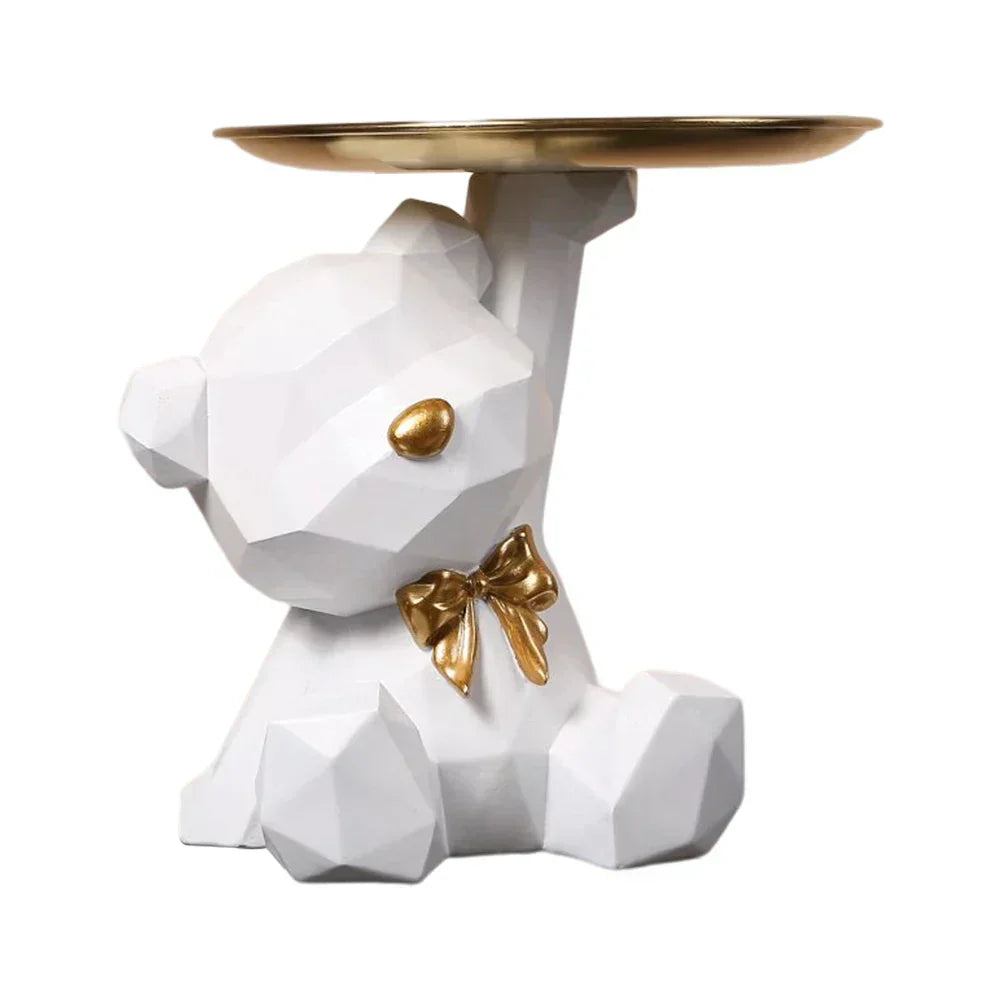 Kairo Geometric Bear Sculpture | Gold Tray, Modern Design