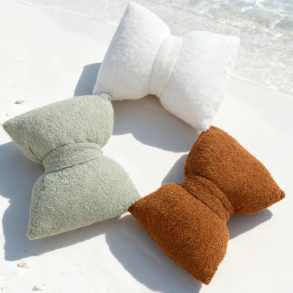 Marivelle - Plush Bow Decorative Pillow With Filling Plain