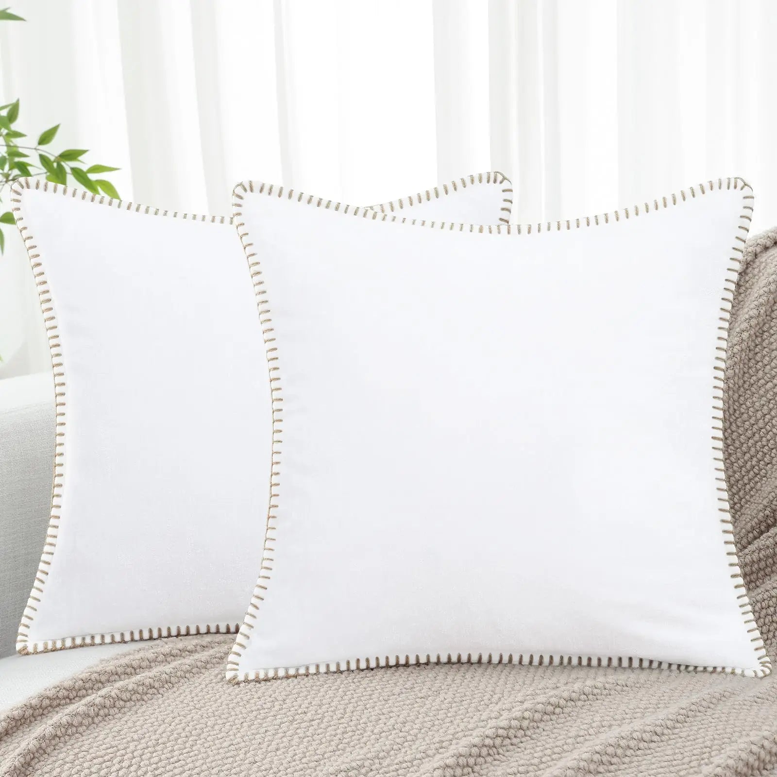 Liorenn - Chenille Decorative Pillow Cover with Stitched Edge