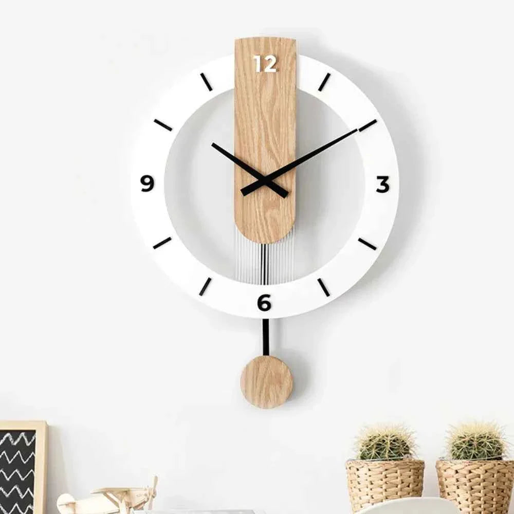 Bela Pendulum Wall Clock | Silent Quartz Movement, Modern Acrylic & Wood