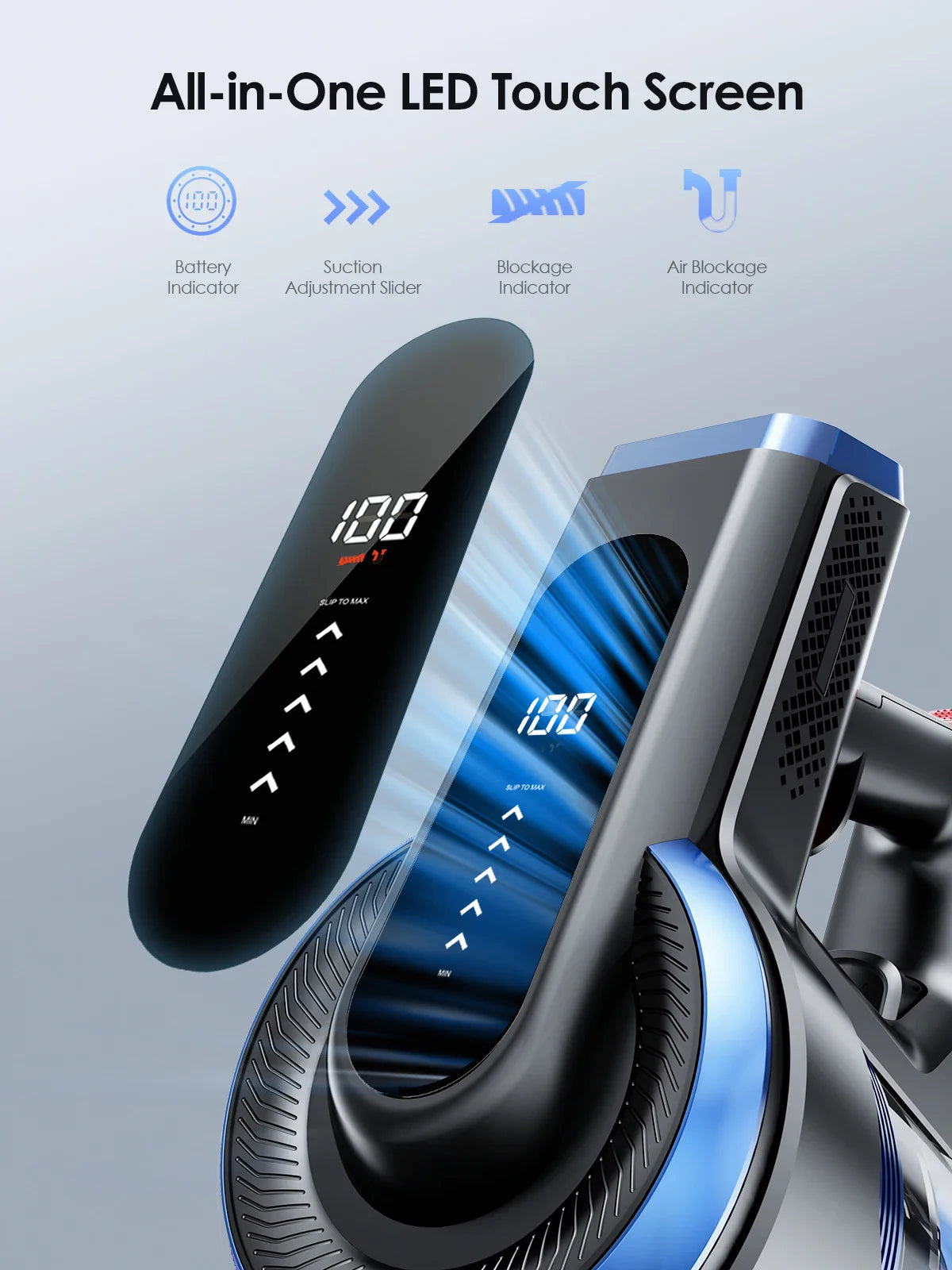 Florian - Cordless Vacuum Cleaner 450W with Removable Battery and Touchscreen