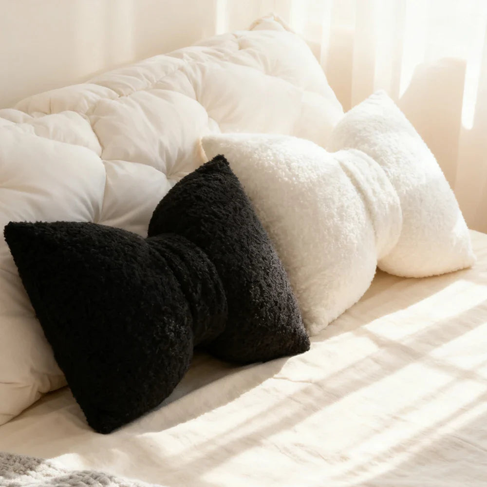 Marivelle - Plush Bow Decorative Pillow With Filling Plain