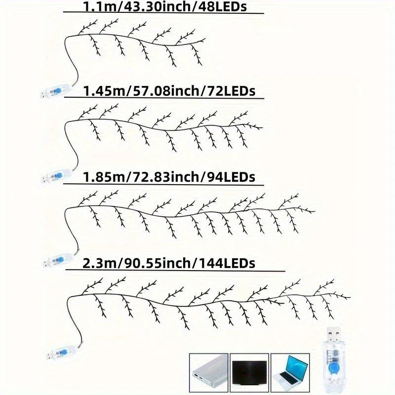Velmiria – LED Willow Branch Light String with 8 Modes and USB Connection