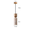 Bento Pendant Light | Natural Travertine & Walnut Wood, Adjustable Cord