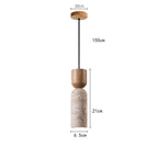 Bento Pendant Light | Natural Travertine & Walnut Wood, Adjustable Cord