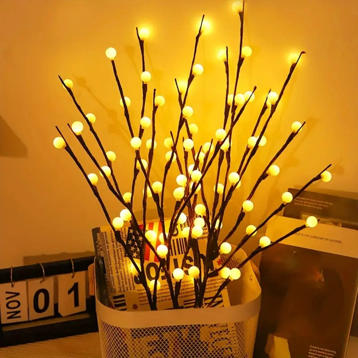 Thalina – White LED Birch Branch Lighting on Battery