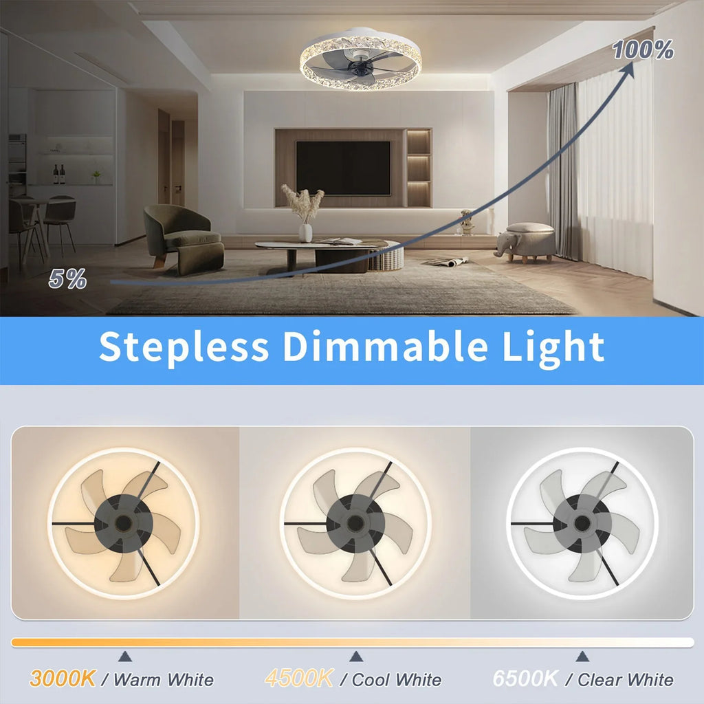 Solvion - Modern Ceiling Fan With LED Light And Remote Control