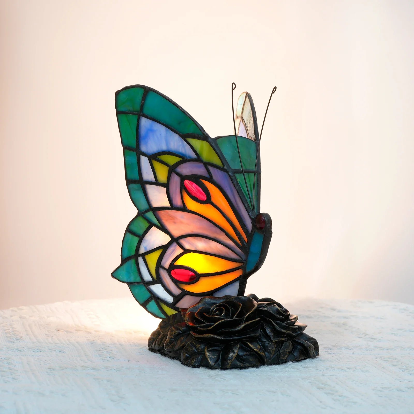 Zyrelis - Vintage Glass Table Lamp Butterfly Design