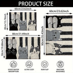 Vikaro - Striped Cartoon Cat Rug Waterproof Soft Floor Mat