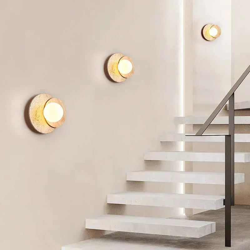 Bela Wabi-Sabi Wall Lamp | Natural Stone & Wood, Soft Ambient Glow