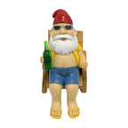 Drusiana - Sunbathing Gnome Figurine Made of Resin with Reclining Chair for Garden Decoration