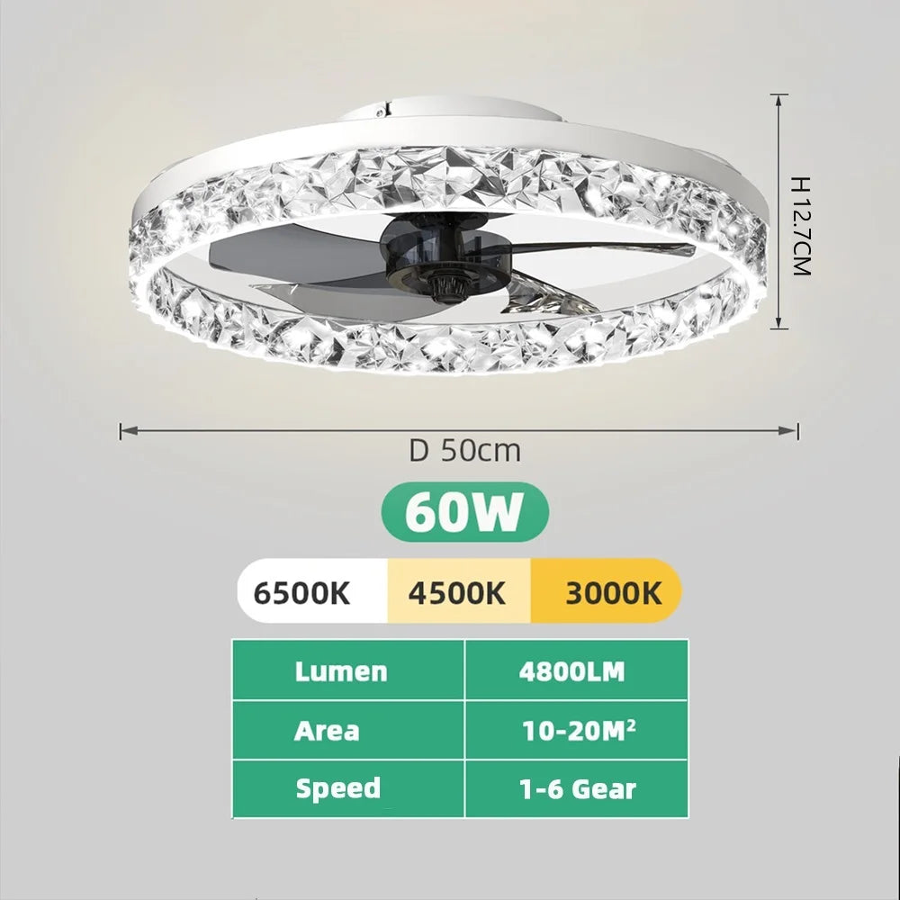 Avelion - Round Ceiling Fan With LED Light And Remote Control