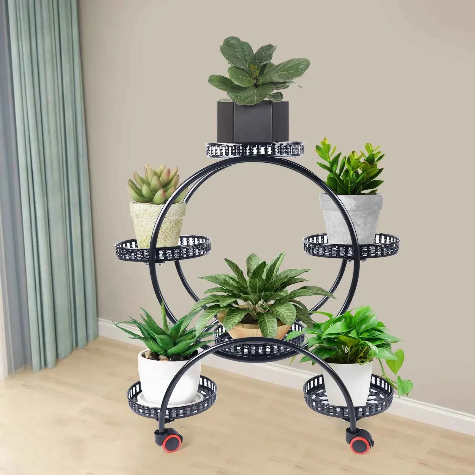 Bela Metal Plant Stand | 6-Tier with Wheels, Indoor & Outdoor Use