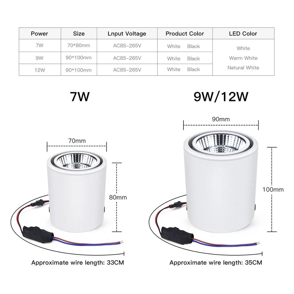 Durelio – 30 Degree LED Spot Surface Mounted Ceiling Lamp 7W 12W