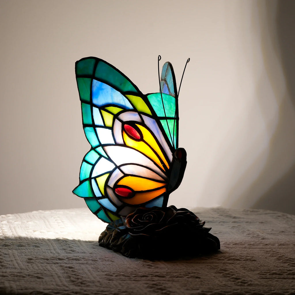 Zyrelis - Vintage Glass Table Lamp Butterfly Design