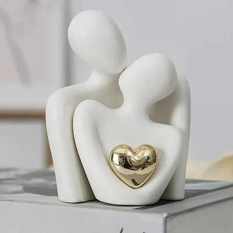 Bello Keramiek Beeld | Minimalistisch met Gouden Hartdetail