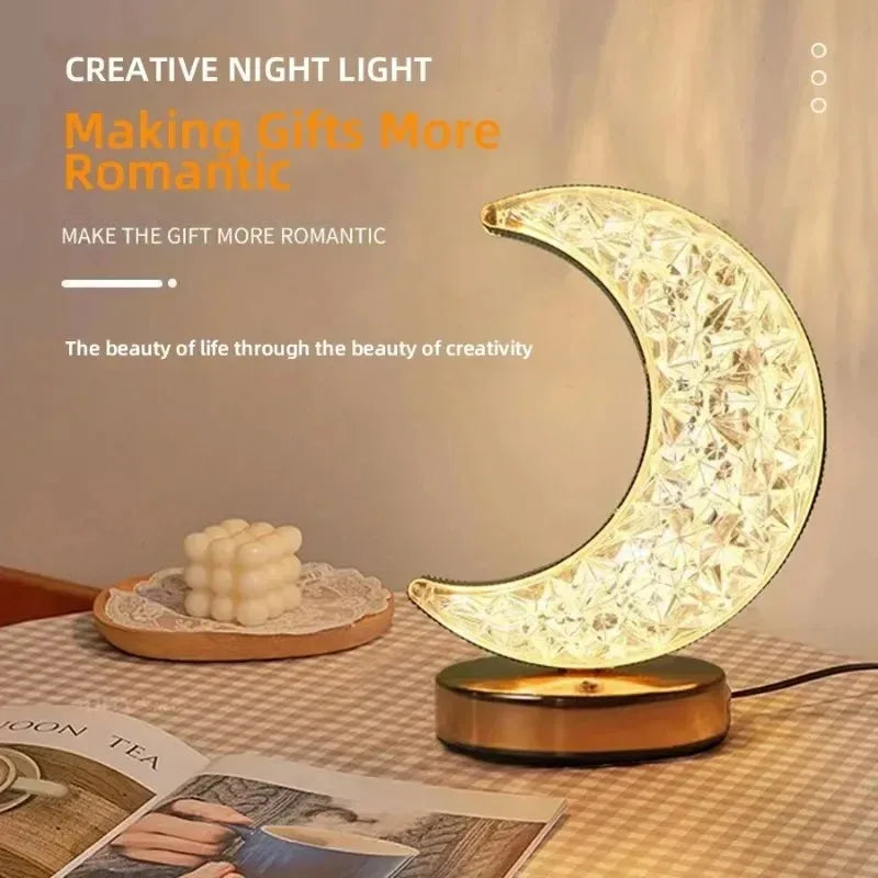 Blyss 3D Crystal LED Night Light | Touch Dimming, Rechargeable