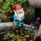 Ligeia - Gnome with Fishing Rod Resin Figurine for Garden Indoor and Outdoor Decoration