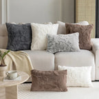 Sylvaran - 3D Jacquard Velvet Decorative Pillow with Leaf Pattern 45x45cm