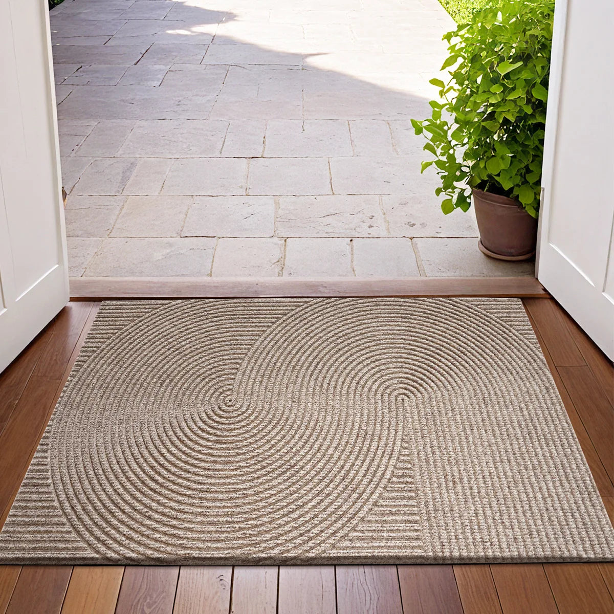 Nivara - 3D Grooved Door Mat of Durable Polyester with Non-Slip for Indoor and Outdoor Use