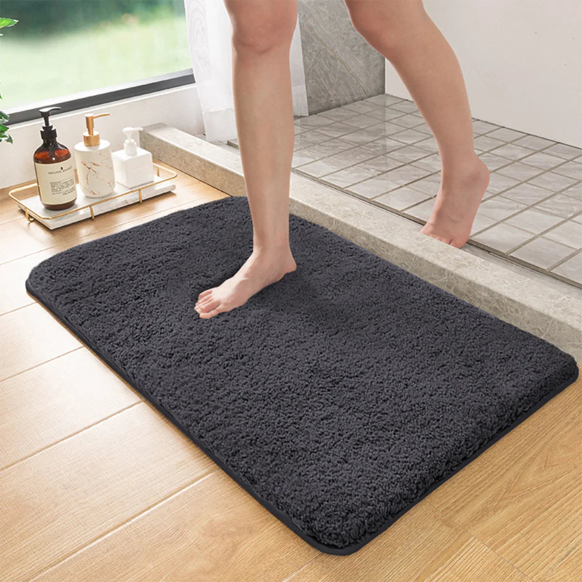 Marcella - Long-haired Non-slip Bath Mat with Absorbing Ability for Shower and Toilet Floor