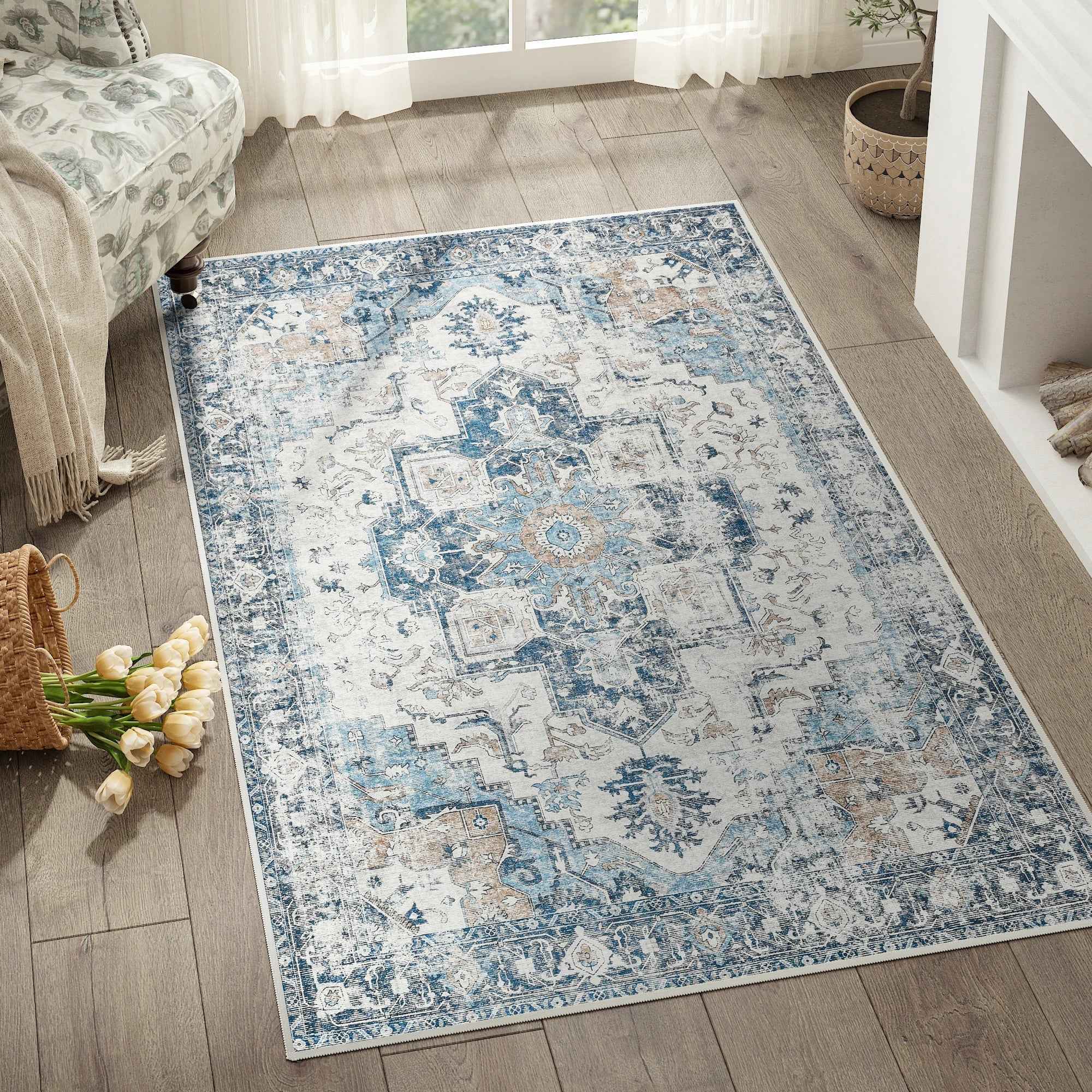 Bello Medallion Rug | Non-Slip, Lightweight Oriental Carpet
