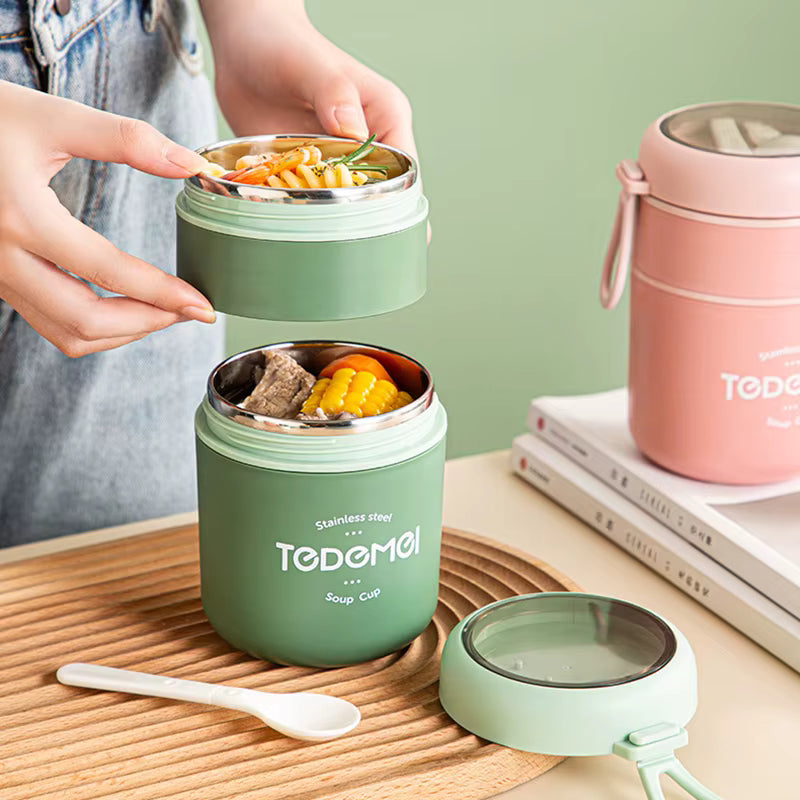 Insulated Stainless Steel Thermos Lunch Box – Leak-Proof Container for Hot and Cold Meals
