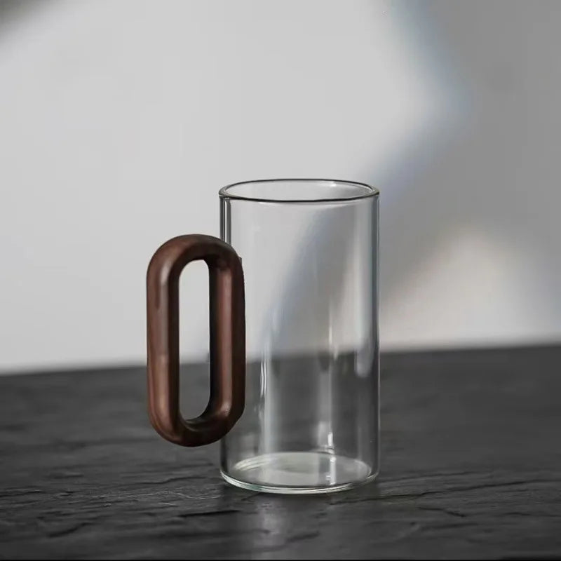 Bravion - Heat-Resistant Glass Mug with Wooden Handle