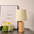 Belo Pleated Table Lamp | Solid Wood Base, Soft Ambient Glow