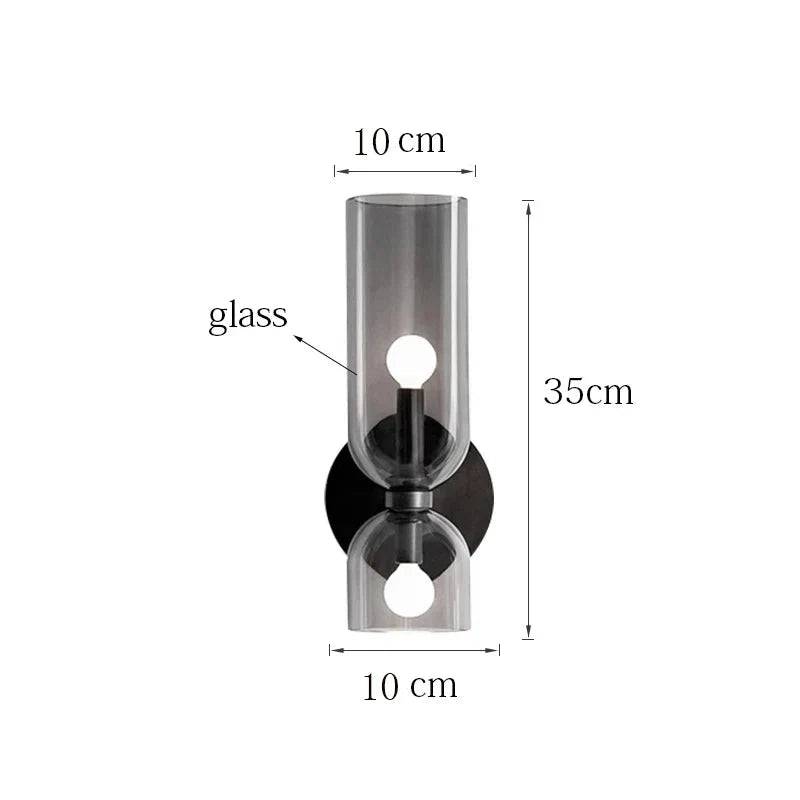 Bela Glass Wall Lamp | Smoked Tube Design, Up & Down Lighting