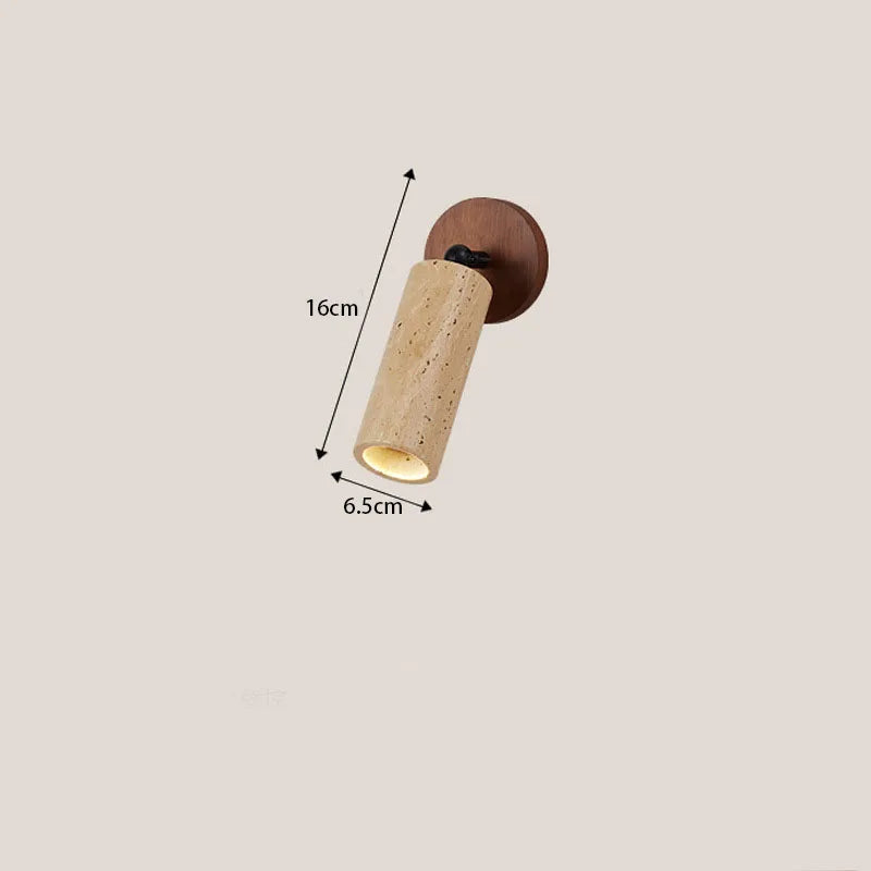 Bento Wall Lamp | Wabi-Sabi Travertine & Wood Design