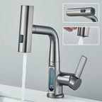 Thalenya - Waterfall Washbasin Faucet with Temperature Display and Movable Sprayer Up and Down
