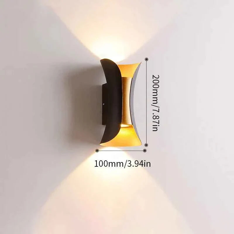Bela Wall Light | Waterproof LED, Modern Black & Gold Design