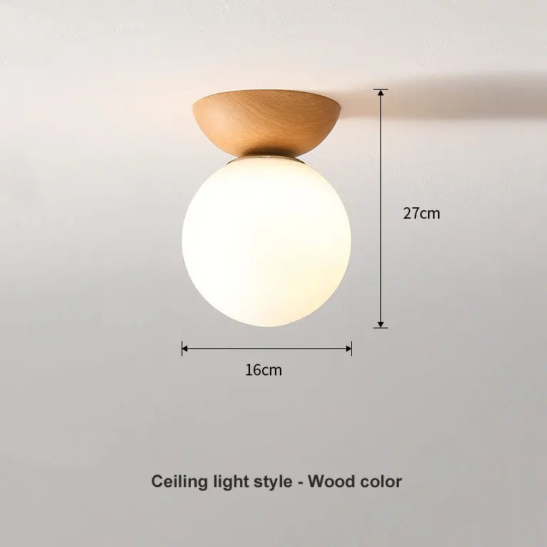 Bela Glass Pendant Light | Frosted Shade, Wood Finish