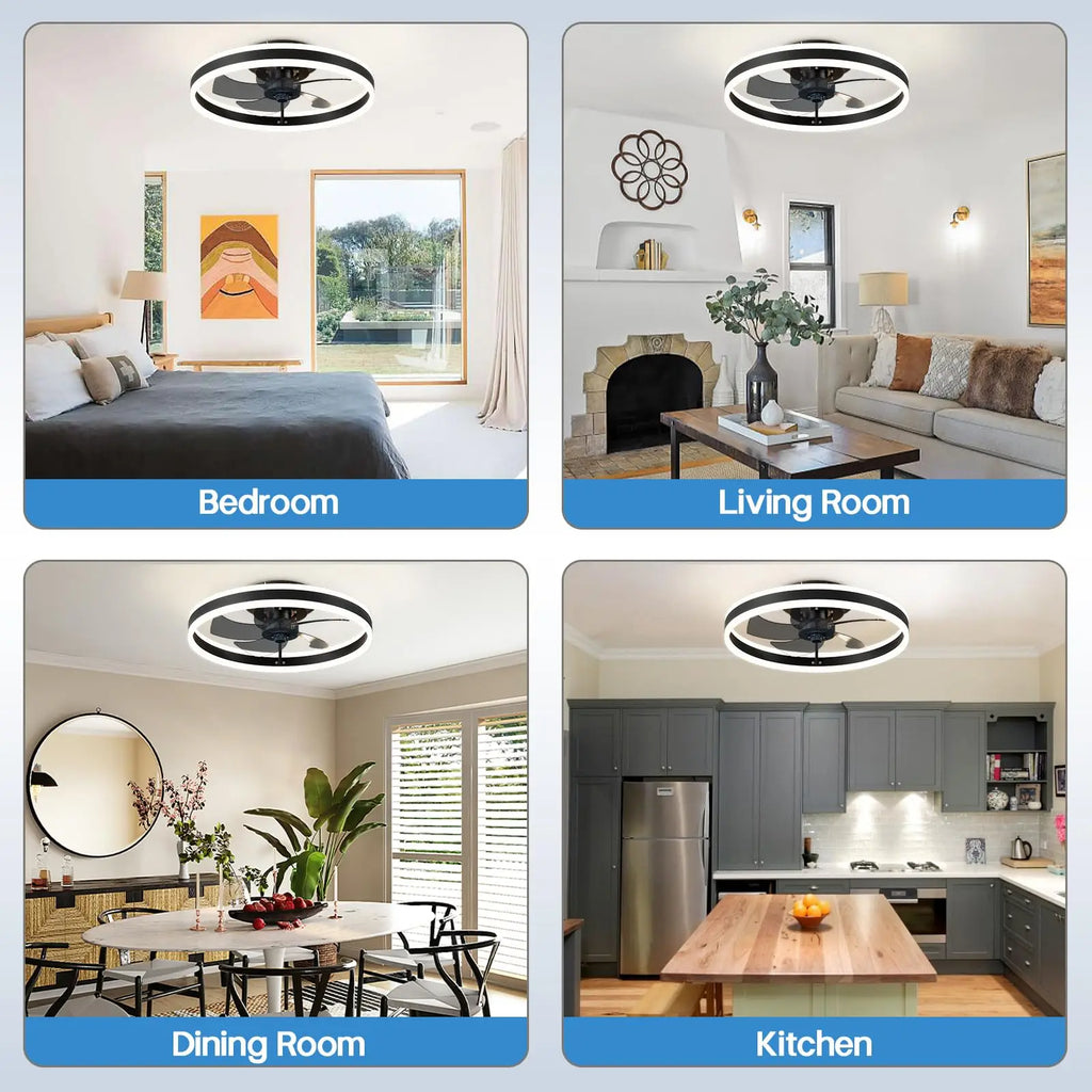 Avelion - Round Ceiling Fan With LED Light And Remote Control