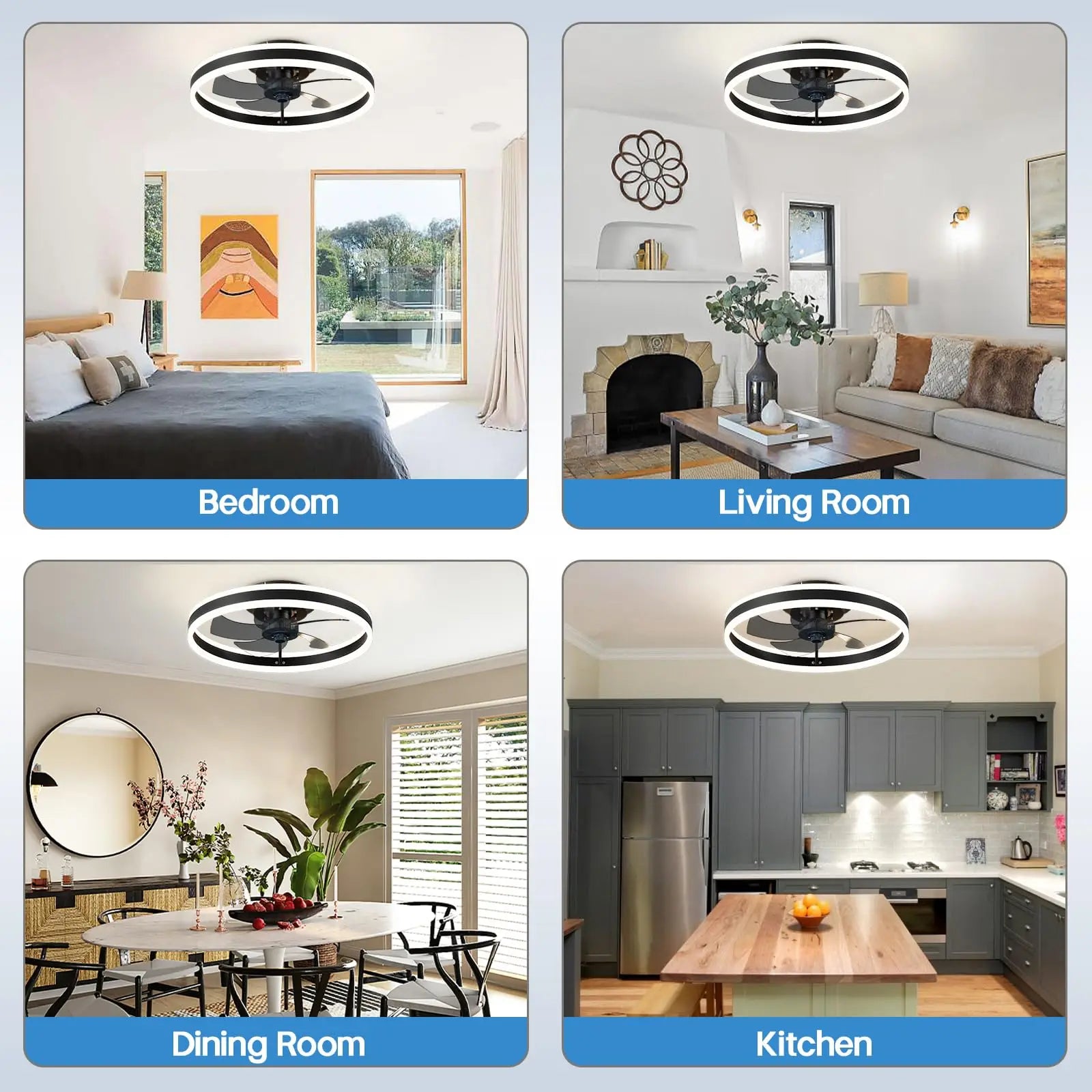 Avelion - Round Ceiling Fan With LED Light And Remote Control