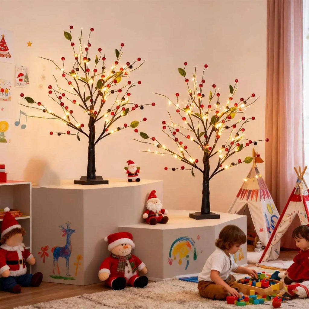 Briella – Illuminated Christmas Tree with Red Berries for Table Decoration