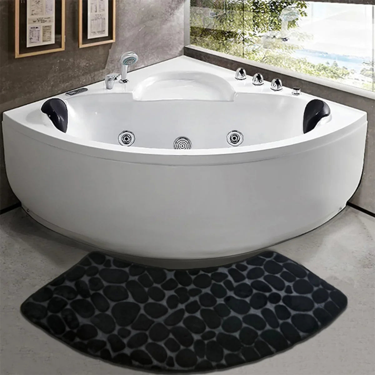 Verina - Curved Thickened Non-Slip Bath Mat for Shower and Toilet Floor