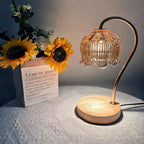 Bela Candle Warmer Lamp | Retro Glass Shade & Solid Wood Base